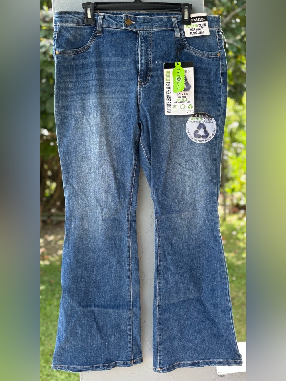 d. jeans Recycled High Waist Flare Jeans - Blue